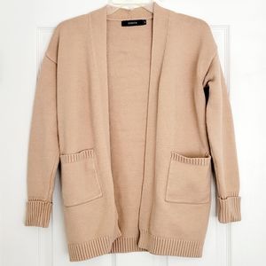 Zesica Sweater Long Sleeve Open Front Cardigan Beige M